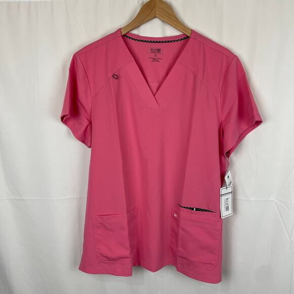 Koi Next Gen Hustle and Heart Rose Pink Scrub Top Short Sleeve 1019-054 Size XL - Picture 1 of 9